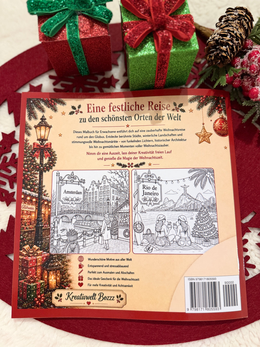 Meine Weihnachtsreise um die Welt – Malbuch für Erwachsene