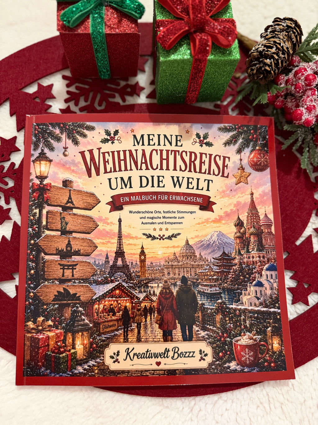 Meine Weihnachtsreise um die Welt – Malbuch für Erwachsene